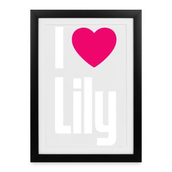 I Love Lily Pink Heart I Love Lily - Framed poster (27 × 37 cm) - black - Front