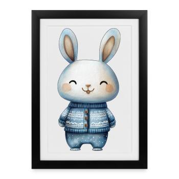Petit Lapin Adorable – Illustration Tendresse - Affiche encadrée (27 × 37 cm) - noir - Devant