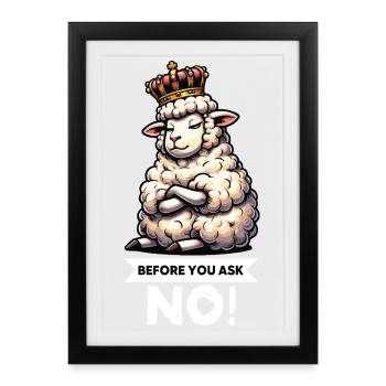 Avant de demander brebis, moutons, bergers, bergers, détenteurs de moutons, - Affiche encadrée (27 × 37 cm) - noir - Devant