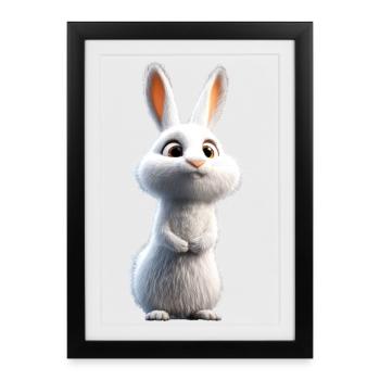 Lapin de montagne Lièvre arctique Labiin albinos Lapin blanc - Affiche encadrée (27 × 37 cm) - noir - Devant