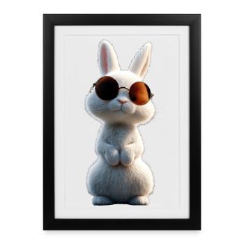 Lapin de montagne Lièvre arctique Labiin albinos Lapin blanc - Affiche encadrée (27 × 37 cm) - noir - Devant