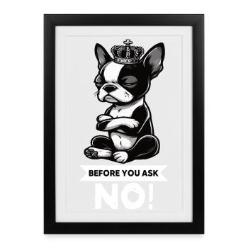 Avant de demander Boston Boston Boston terrier Bostie Bosti - Affiche encadrée (27 × 37 cm) - noir - Devant