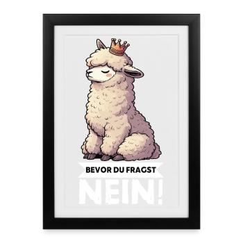 Avant que vous ne demandiez, aucun propriétaire d’alpaga alpaga - Affiche encadrée (27 × 37 cm) - noir - Devant