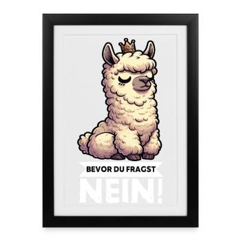 Avant que vous ne demandiez, aucun propriétaire d’alpaga alpaga - Affiche encadrée (27 × 37 cm) - noir - Devant