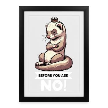 Avant de demander à Ferret Furet Propriétaire de Furet Rodent - Affiche encadrée (27 × 37 cm) - noir - Devant