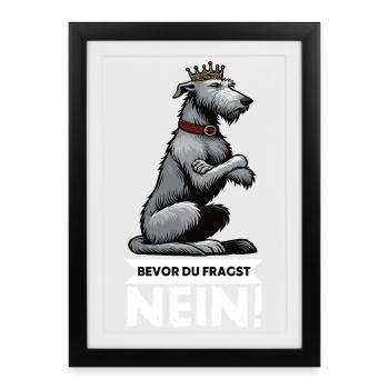 Avant que vous ne demandiez Pas de chien de loup irlandais Wolfhound - Affiche encadrée (27 × 37 cm) - noir - Devant