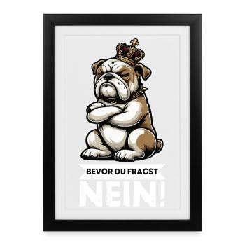 Bevor Du Fragst Nein Englische Bulldogge Bully    - Gerahmtes Poster (27 × 37 cm) - Schwarz - Vorne
