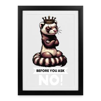 Avant de demander à Ferret Furet Propriétaire de Furet Rodent - Affiche encadrée (27 × 37 cm) - noir - Devant