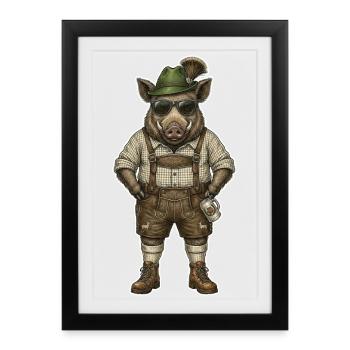 Beer garden Wildschwein Jäger Alpen - Framed poster (27 × 37 cm) - black - Front