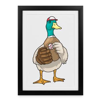 Sport de gant de baseball Duck - Affiche encadrée (27 × 37 cm) - noir - Devant