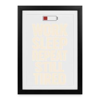 Ausgebrannter Millennial, Müder Erwachsener, - Gerahmtes Poster (27 × 37 cm) - Schwarz - Vorne
