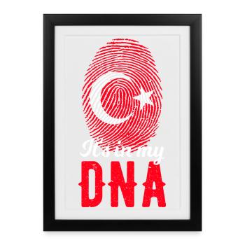 ADN turc Empreinte digitale de la femme turque - Affiche encadrée (27 × 37 cm) - noir - Devant