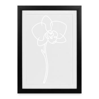 Minimalist flower line - Framed poster (27 × 37 cm) - black - Front