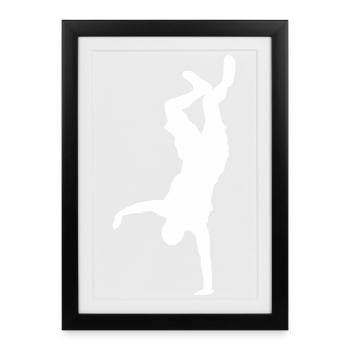 Silhouette de breakdance sur les mains - Affiche encadrée (27 × 37 cm) - noir - Devant