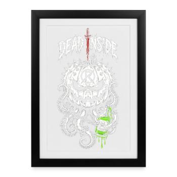 Tot im Inneren: Kürbisschädel und Tentakel - Gerahmtes Poster (27 × 37 cm) - Schwarz - Vorne