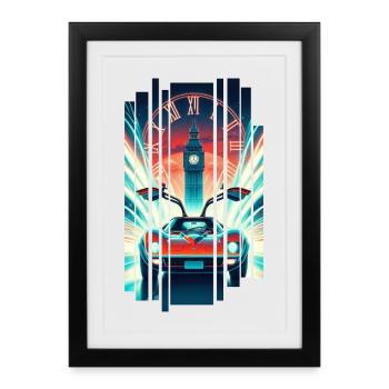 Zurück in die Zukunft Retro 80er T-Shirt - Gerahmtes Poster (27 × 37 cm) - Schwarz - Vorne