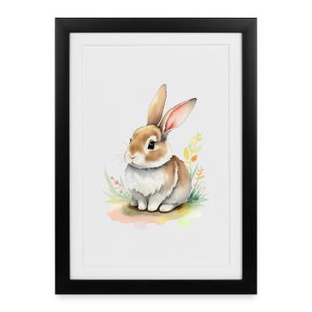Lapin mignon - Affiche encadrée (27 × 37 cm) - noir - Devant