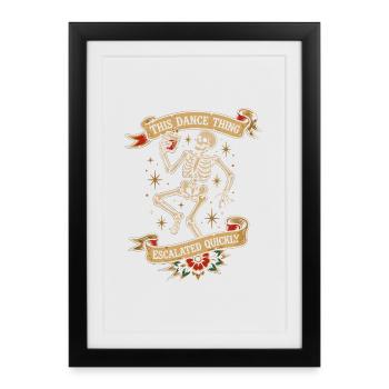 Skelett Vintage Tattoo Tanz Escalated Quickly - Gerahmtes Poster (27 × 37 cm) - Schwarz - Vorne