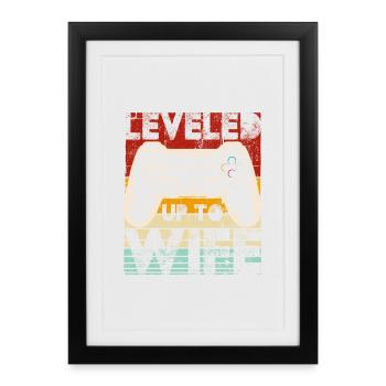 Leveled up to wife gift - Framed poster (27 × 37 cm) - black - Front