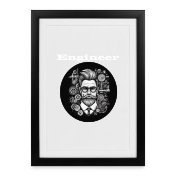 Engineer white - Framed poster (27 × 37 cm) - black - Front