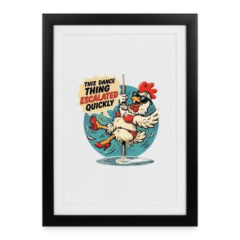 Poulet Danse à la Barre Humour Décalé - Framed poster (27 × 37 cm) - black - Front