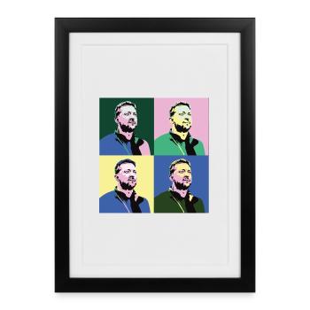 Zelensky Pop-Art - Affiche encadrée (27 × 37 cm) - noir - Devant