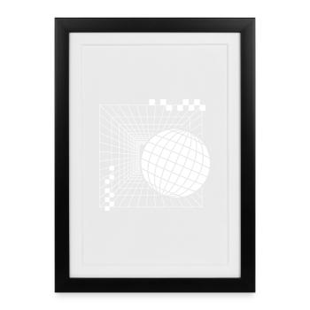 Conception géométrique futuriste de la sphère - Affiche encadrée (27 × 37 cm) - noir - Devant