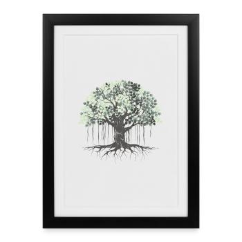 Lebensbaum Wurzeln Alt Kraftvoll Zen Shirt - Gerahmtes Poster (27 × 37 cm) - Schwarz - Vorne