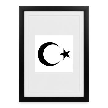 Croissant de Lune avec silhouette d’étoile - Affiche encadrée (27 × 37 cm) - noir - Devant