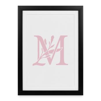 Monogramme floral LM - Affiche encadrée (27 × 37 cm) - noir - Devant