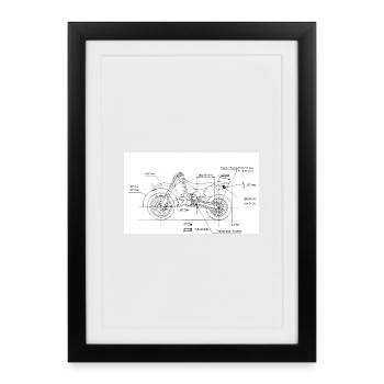 Motorcycle Blueprint: Custom Chopper - Framed poster (27 × 37 cm) - black - Front