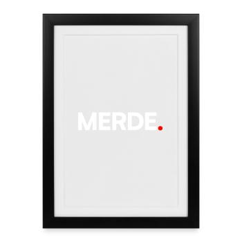 SHIT | Humor, minimalist reaction - Framed poster (27 × 37 cm) - black - Front
