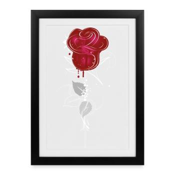 Drawing of a red rose - Framed poster (27 × 37 cm) - black - Front