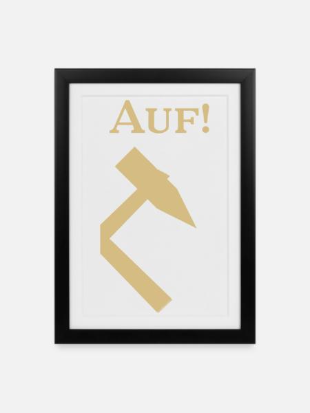 Partnershirt - Glück Auf! - Auf - Gerahmtes Poster (27 × 37 cm) - Schwarz
