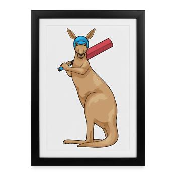 Kangaroo Cricket Cricket Bat - Framed poster (27 × 37 cm) - black - Front