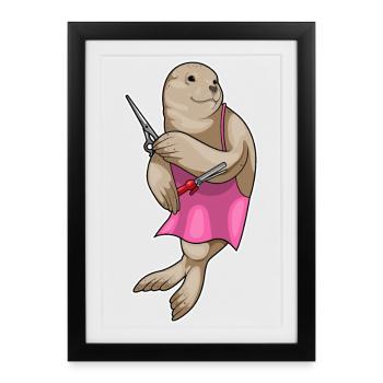 Sceaux-coiffeur Seal - Affiche encadrée (27 × 37 cm) - noir - Devant