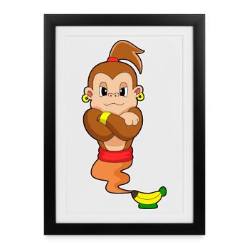 Affe Flaschengeist - Gerahmtes Poster (27 × 37 cm) - Schwarz - Vorne