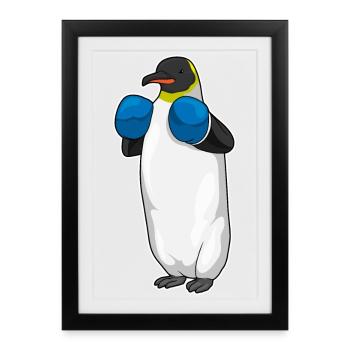 Penguin Boxer Gants de boxe Boxe Boxe - Affiche encadrée (27 × 37 cm) - noir - Devant
