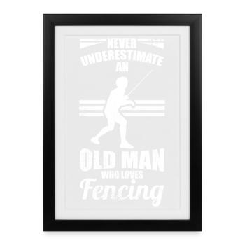 Fencing Grandfather - Framed poster (27 × 37 cm) - black - Front