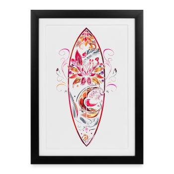 Caricature de planche de surf - Affiche encadrée (27 × 37 cm) - noir - Devant