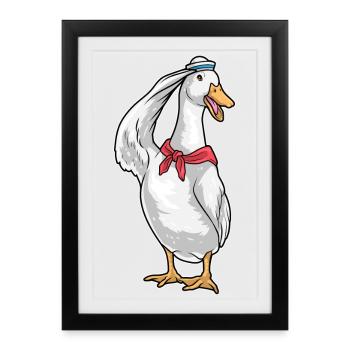 Chapeau marin canard - Affiche encadrée (27 × 37 cm) - noir - Devant