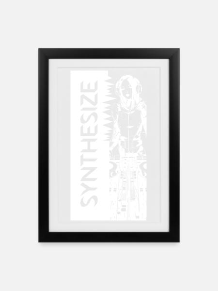 Synth White - Gerahmtes Poster (27 × 37 cm) - Schwarz