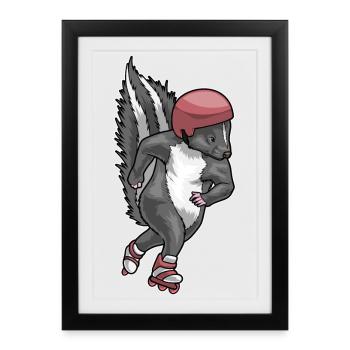 Skunk Inline skating Inline skates - Framed poster (27 × 37 cm) - black - Front
