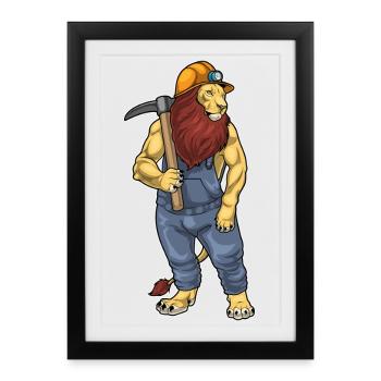 Mine de pioche de mineur de lion - Affiche encadrée (27 × 37 cm) - noir - Devant