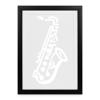Dessin de saxophone - Affiche encadrée (27 × 37 cm) - noir - Devant