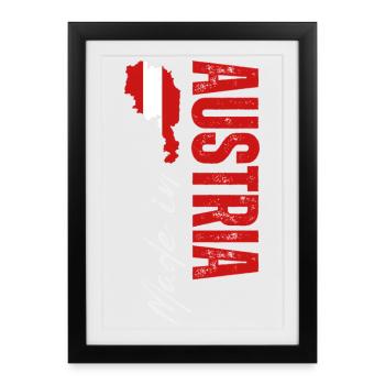 Fabriqué en Autriche, design vertical - Affiche encadrée (27 × 37 cm) - noir - Devant
