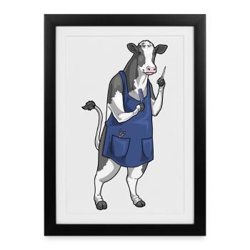 ciseaux de coiffeur pour vaches et peignes - Affiche encadrée (27 × 37 cm) - noir - Devant