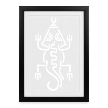 Lézard blanc tribal - Affiche encadrée (27 × 37 cm) - noir - Devant