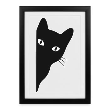 Peeking Cat – Cute Cat Lover Design - Framed poster (27 × 37 cm) - black - Front