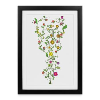 guitare florale - Enracinée dans la nature, jouée par le soo - Affiche encadrée (27 × 37 cm) - noir - Devant